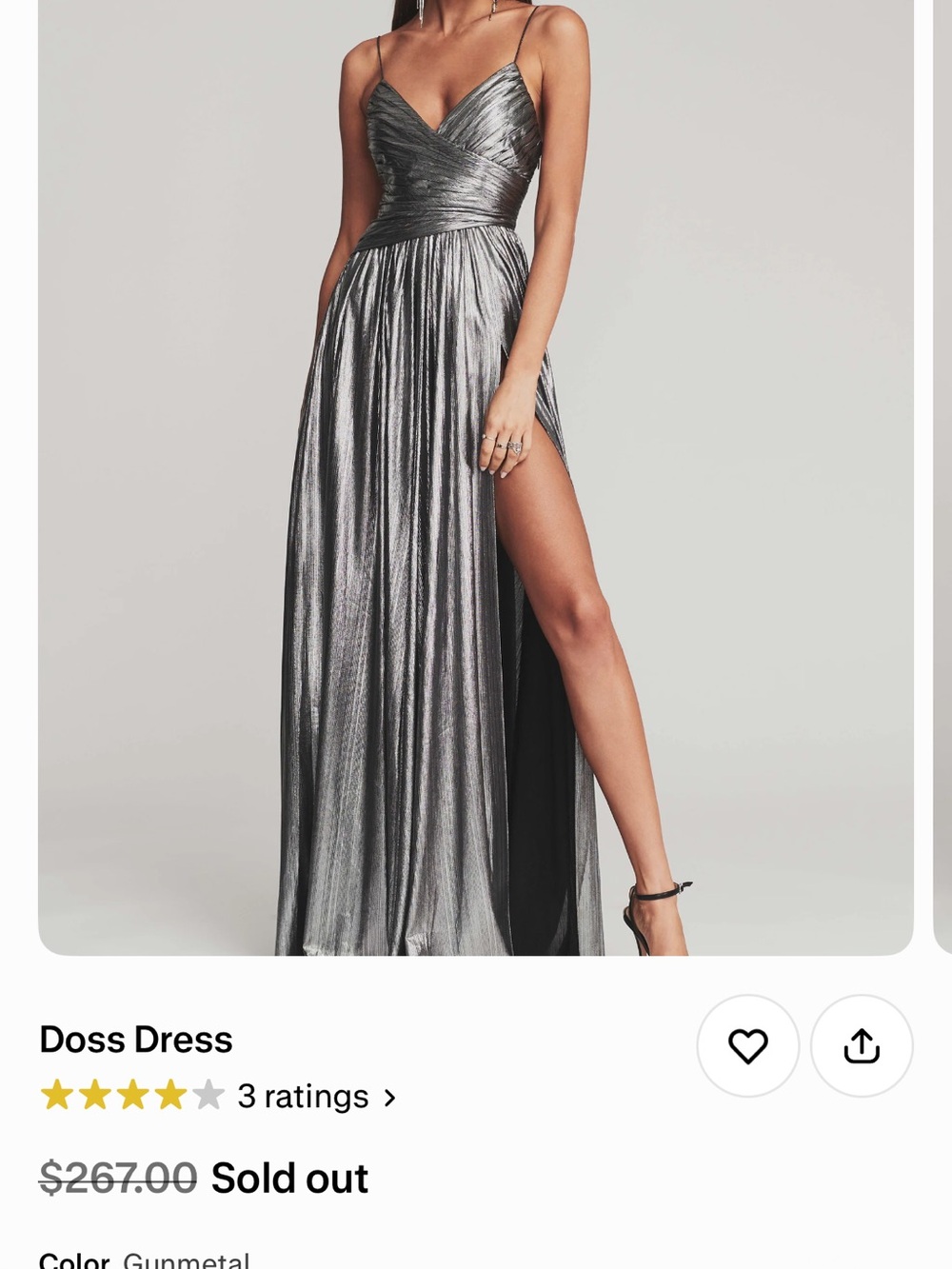 Retrofete Gunmetal Metallic V-Neck Maxi Dress